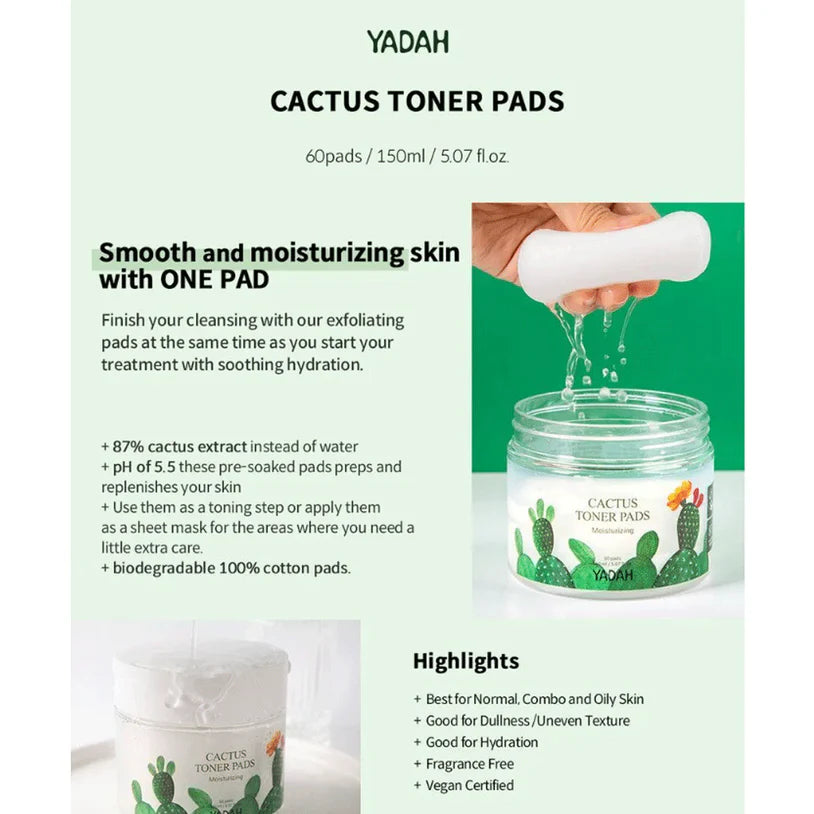 YADAH CACTUS TONER PADS 60PADS