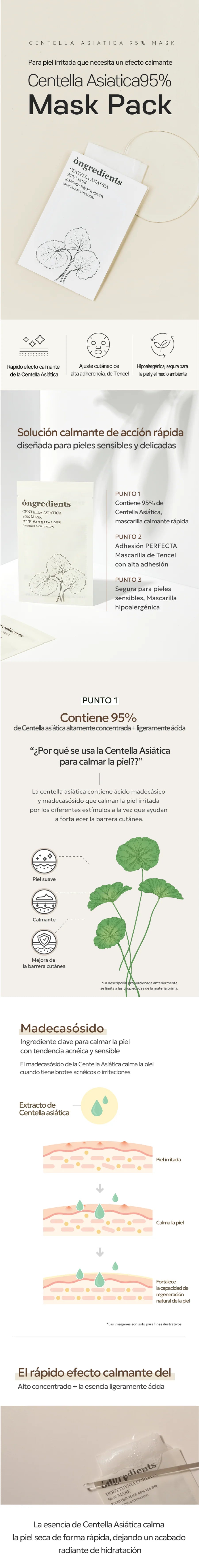 Ongredients Centella Asiatica 95% Mask (5EA)