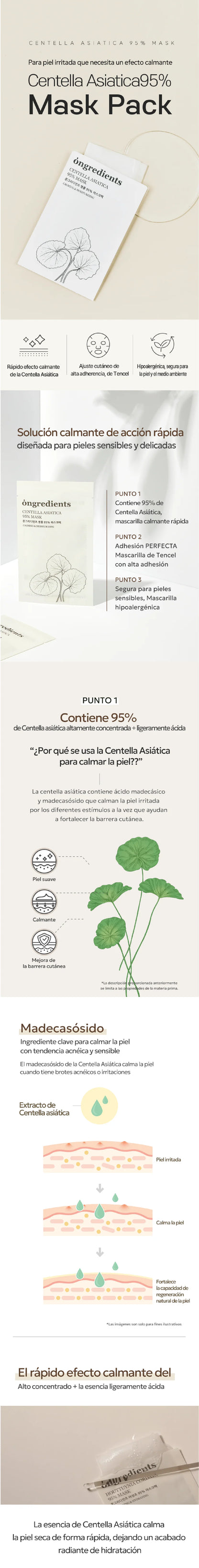 Ongredients Centella Asiatica 95% Mask (5EA)