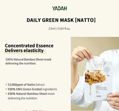 YADAH DAILY GREEN MASK - NATTO COLLAGEN 1PCS